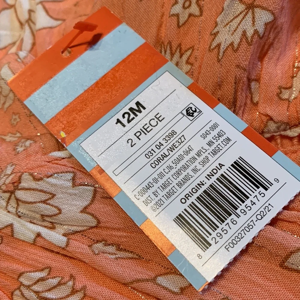Cat & Jack Peach Floral Tiered Tank Dress with Panty
